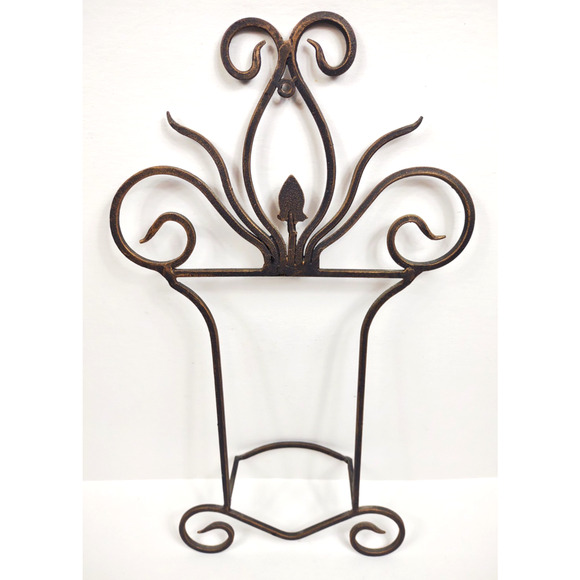 VTG Silver Cast Metal Large Hand Towel Holder Scrolled Hanging 19" Hotel Quality - Picture 6 of 7